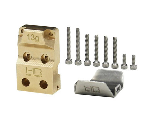 SCX24 Brass Differential Cover w/ Stainless Axle Skid Plate - 13g