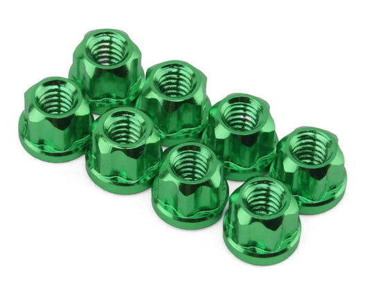 Axial SCX30 Aluminum 2mm Flange Wheel Nuts (Green) (8)