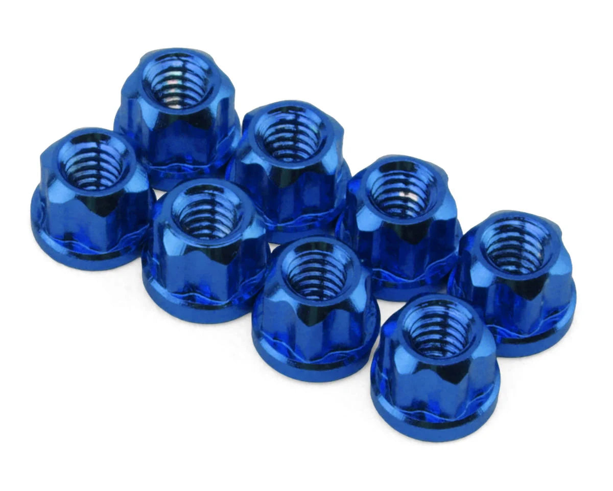 Axial SCX30 Aluminum 2mm Flange Wheel Nuts (Blue) (8)