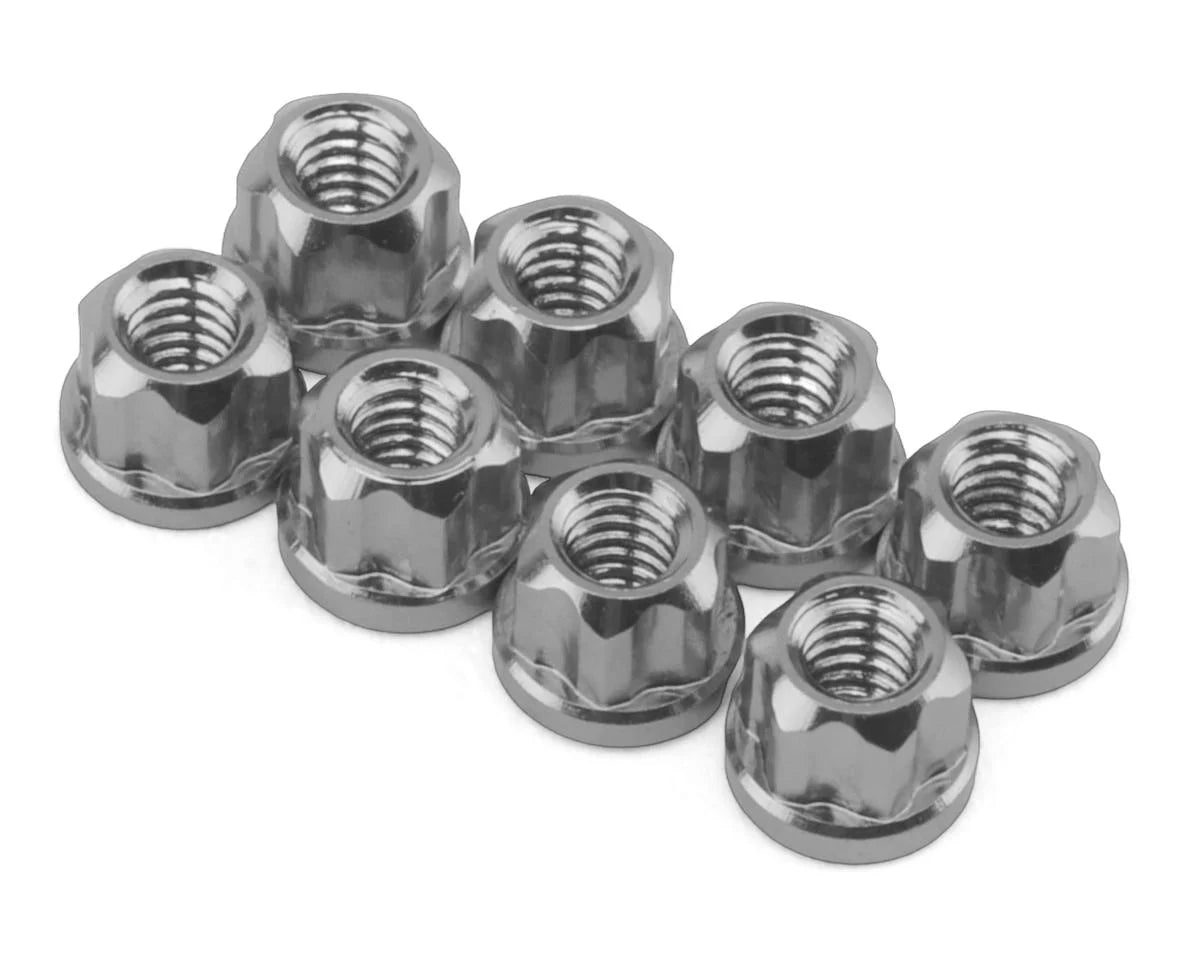 Axial SCX30 Aluminum 2mm Flange Wheel Nuts (Silver) (8)