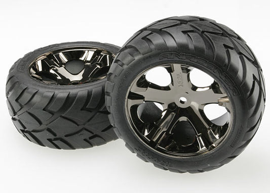 All-Star 2.8" Black Chrome Wheels & Anaconda Tires (x2)