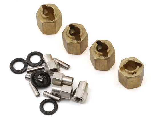 Ascent-18 Brass Wheel Hex Adapters (Gold) (4) (2.25g ea) (7mm Offset)