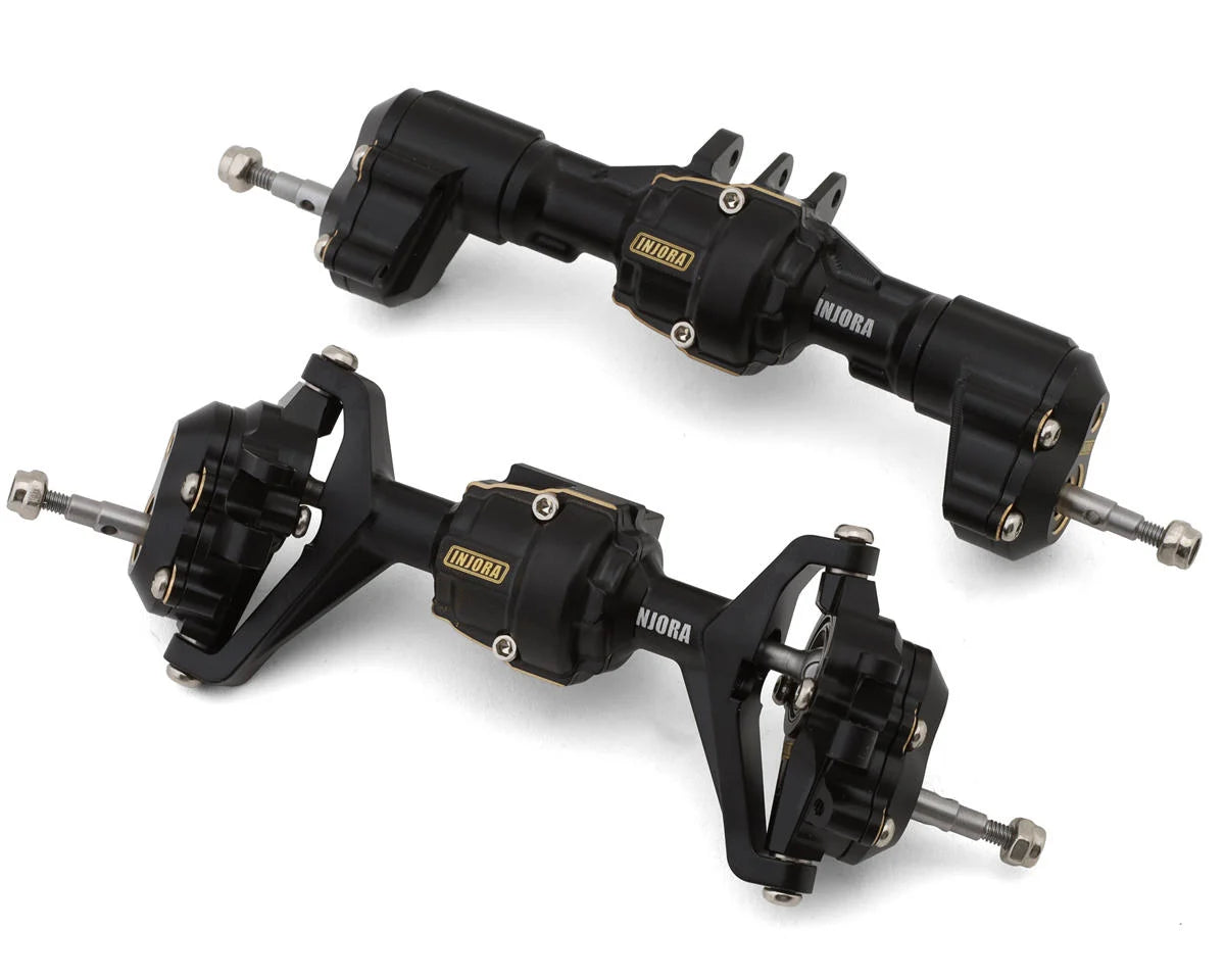 Redcat Ascent-18 Aluminum Front & Rear Portal Axles Set (208g Total) (Black) w/Brass Cover & Steering Links