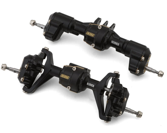 Redcat Ascent-18 Aluminum Front & Rear Portal Axles Set (208g Total) (Black) w/Brass Cover & Steering Links