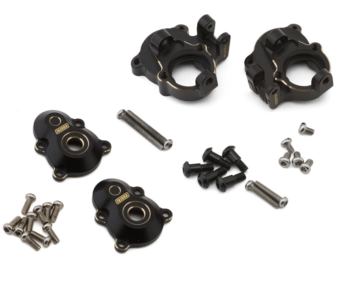 Ascent-18 Brass Portal Covers & Steering Knuckles Set (Black) (72g Total Weight) (Apex/Scout II Brushless)