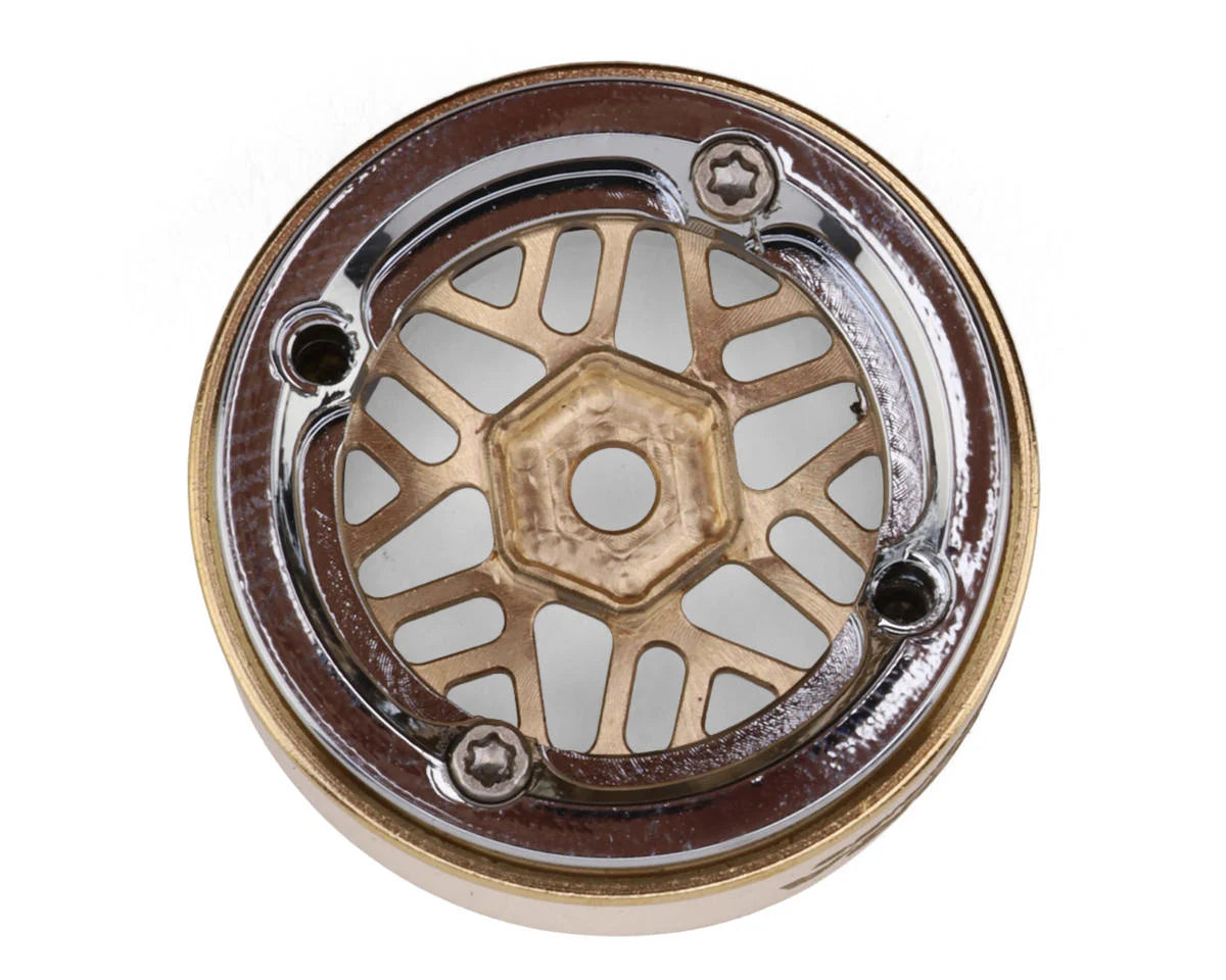 0.7" D19 ModuWheel Brass & Aluminum Micro Crawler Beadlock Wheels (Gold) (4) (9.4g ea) (-2mm Offset)