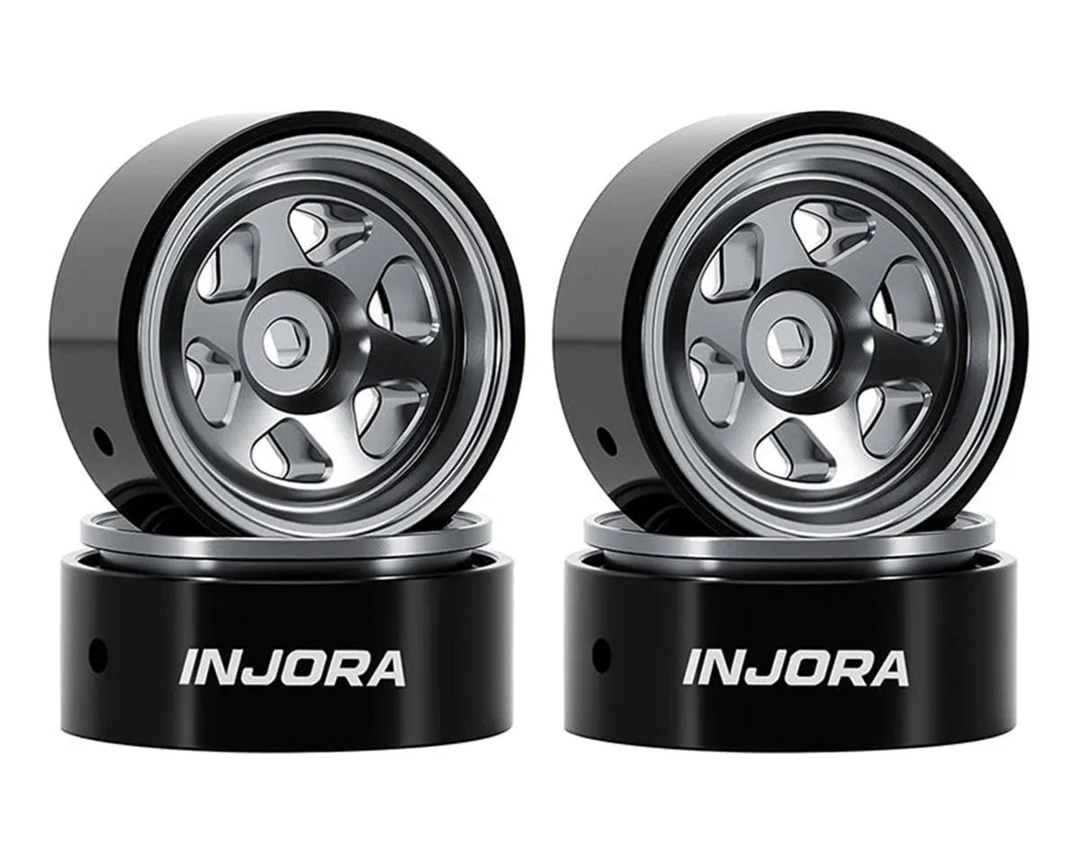 Axial SCX30 0.7" 6-Spoke Aluminum Micro Rock Crawler Beadlock Wheels (Titanium) (4) (4g ea)