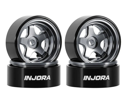 Axial SCX30 0.7" 5-Spoke Aluminum Micro Rock Crawler Beadlock Wheels (Titanium) (4) (3.4g ea)