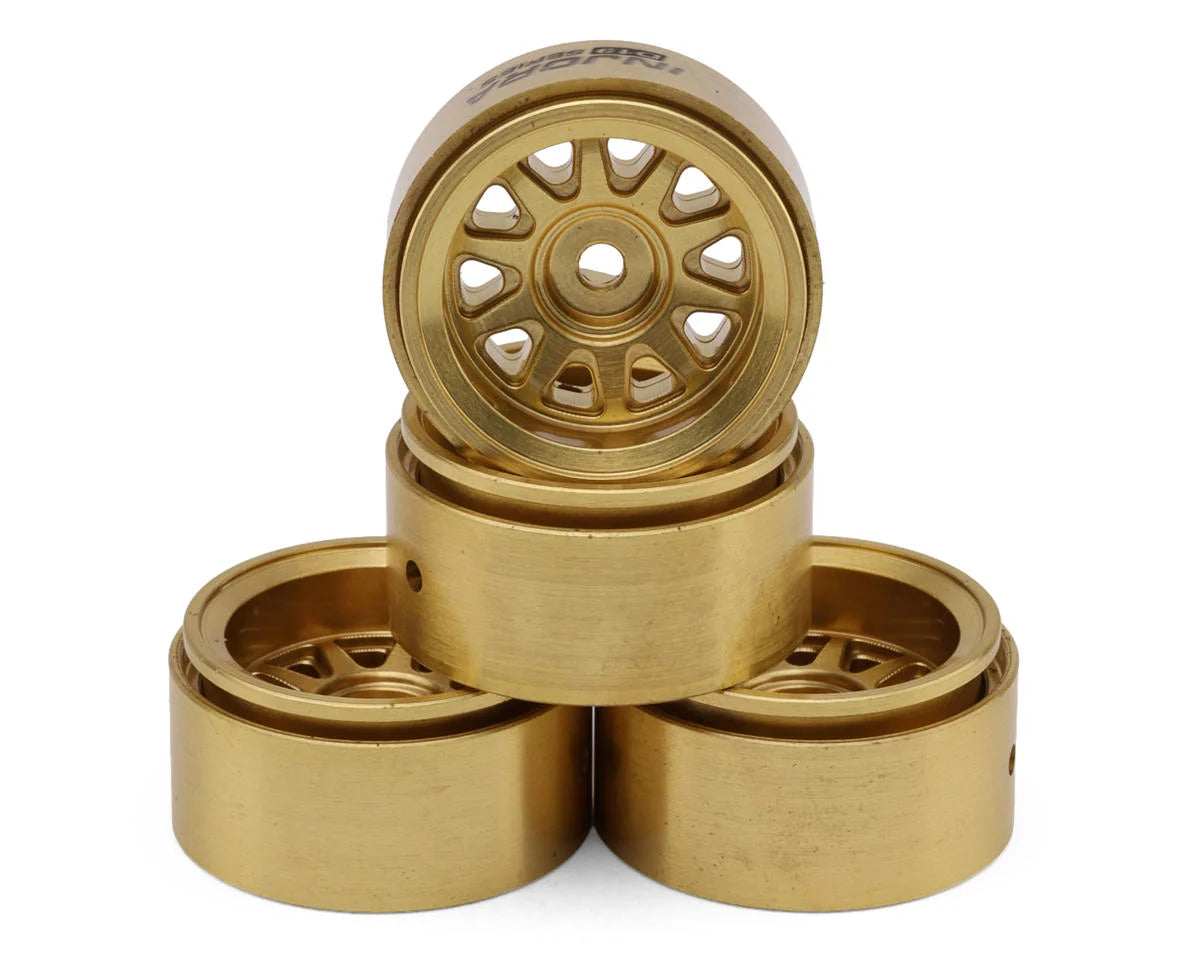 0.7" D19 Multi-Spoke Brass Micro Crawler Beadlock Wheels (Gold) (4) (15.1g ea) (-1.5mm Offset)