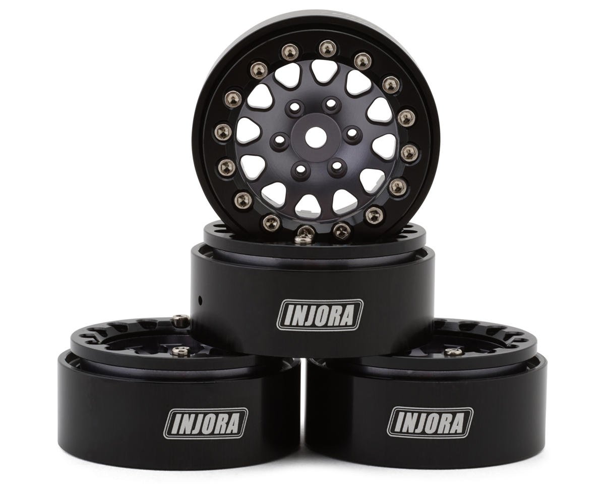 1.3" D-Slot Aluminum Micro Crawler Beadlock Wheels (27g ea) (Grey/Black) (4)