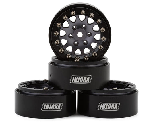 1.3" D-Slot Aluminum Micro Crawler Beadlock Wheels (27g ea) (Grey/Black) (4)