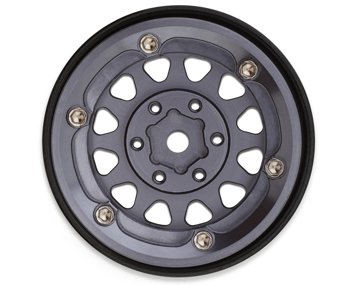 1.3" D-Slot Aluminum Micro Crawler Beadlock Wheels (27g ea) (Grey/Black) (4)