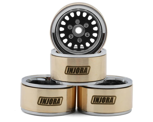 1.0" ModuWheel Brass & Aluminum Micro Crawler Beadlock Wheels (Black) (4) (21g ea) (-4.4mm Offset)