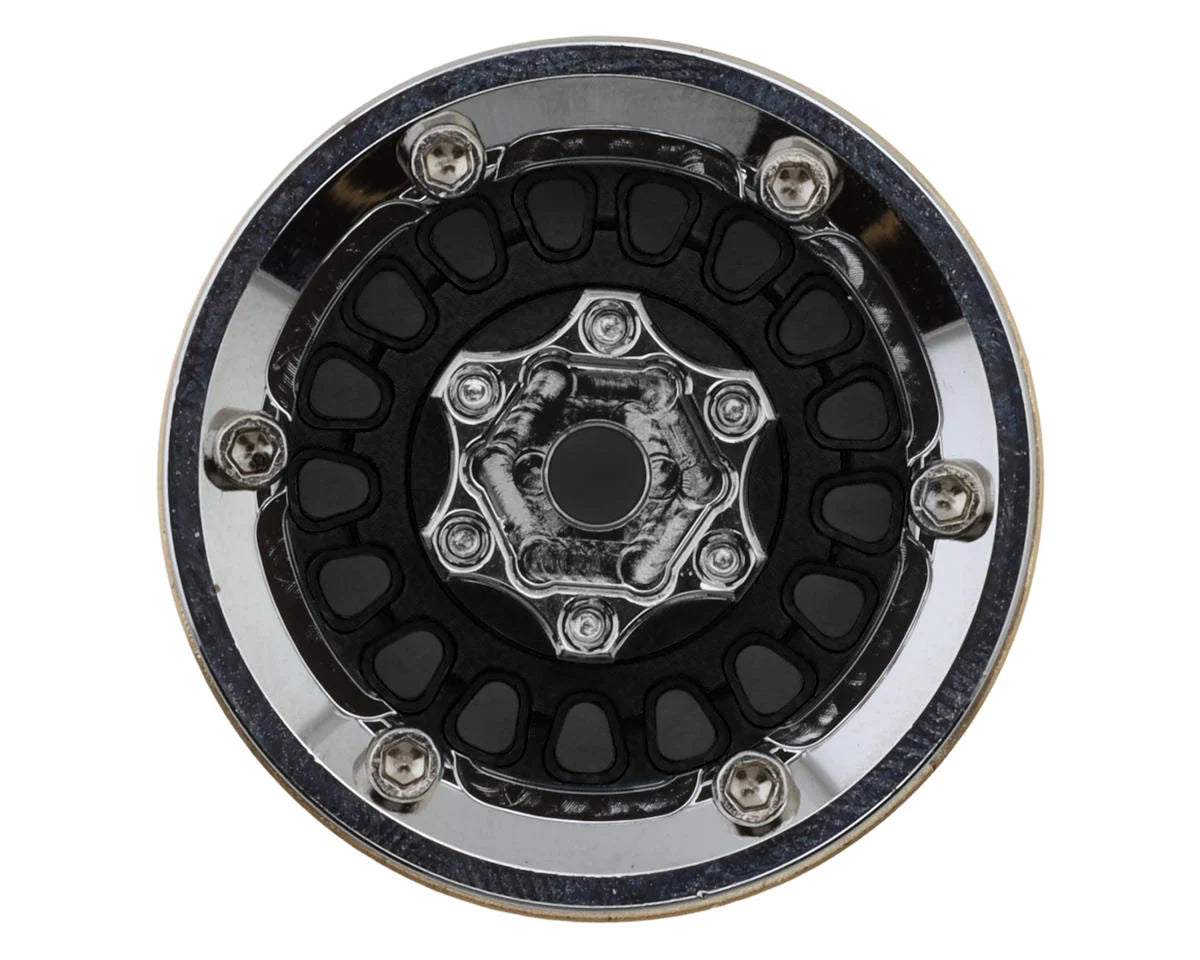 1.0" ModuWheel Brass & Aluminum Micro Crawler Beadlock Wheels (Black) (4) (21g ea) (-4.4mm Offset)