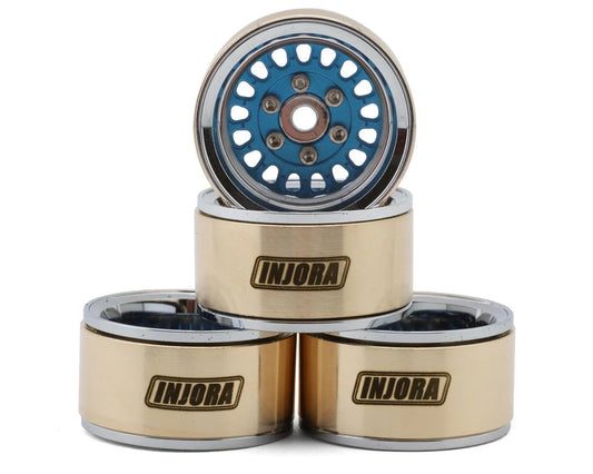 1.0" ModuWheel Brass & Aluminum Micro Crawler Beadlock Wheels (Blue) (4) (21g ea) (-4.4mm Offset)