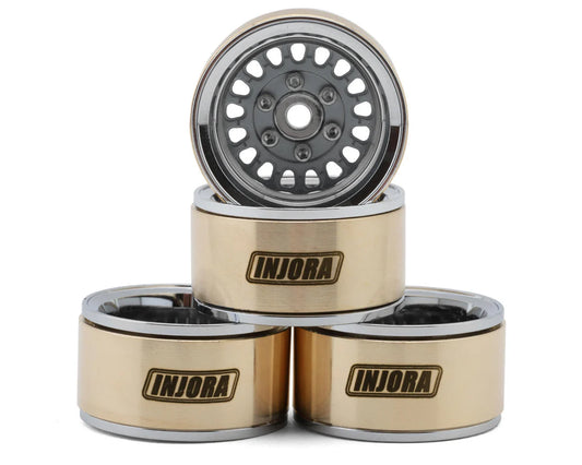 1.0" ModuWheel Brass & Aluminum Micro Crawler Beadlock Wheels (Grey) (4) (21g ea) (-4.4mm Offset)
