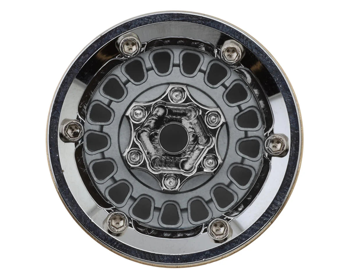 1.0" ModuWheel Brass & Aluminum Micro Crawler Beadlock Wheels (Grey) (4) (21g ea) (-4.4mm Offset)