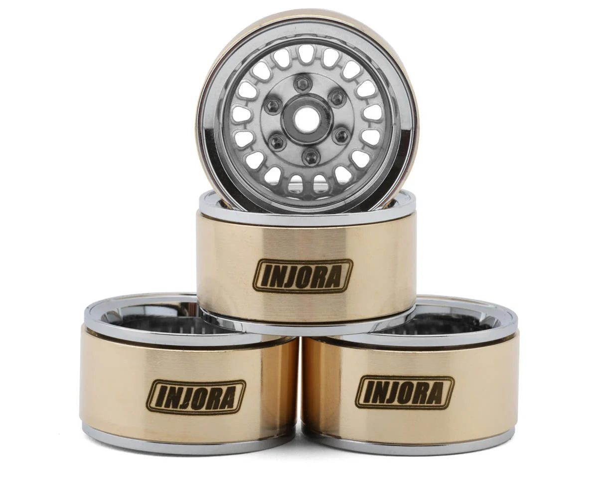 1.0" ModuWheel Brass & Aluminum Micro Crawler Beadlock Wheels (Silver) (4) (21g ea) (-4.4mm Offset)