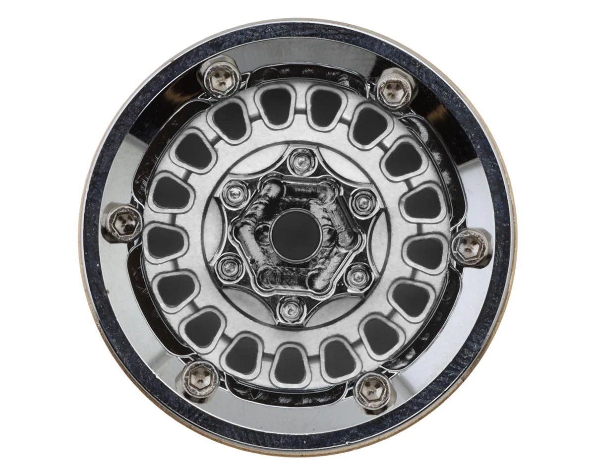 1.0" ModuWheel Brass & Aluminum Micro Crawler Beadlock Wheels (Silver) (4) (21g ea) (-4.4mm Offset)