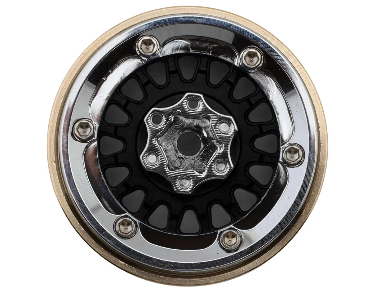 1.3" ModuWheel Brass & Aluminum Micro Crawler Beadlock Wheels (Black) (4) (40.5g ea) (-4.05mm Offset)