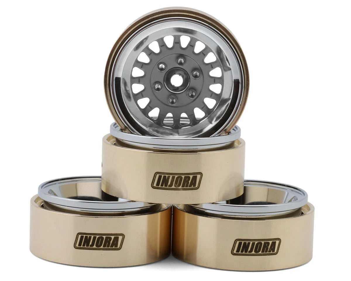 1.3" ModuWheel Brass & Aluminum Micro Crawler Beadlock Wheels (Grey) (4) (40.5g ea) (-4.05mm Offset)