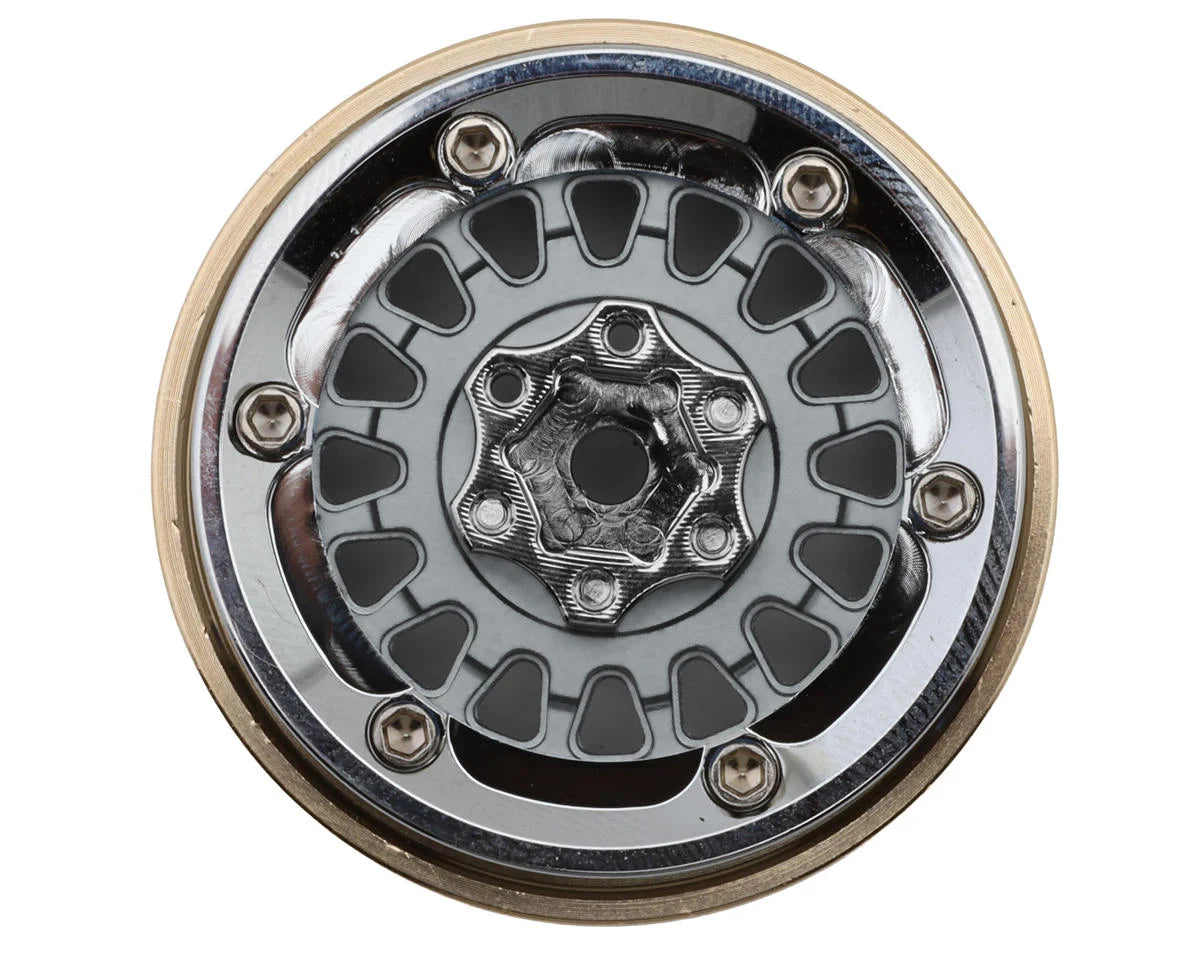 1.3" ModuWheel Brass & Aluminum Micro Crawler Beadlock Wheels (Grey) (4) (40.5g ea) (-4.05mm Offset)