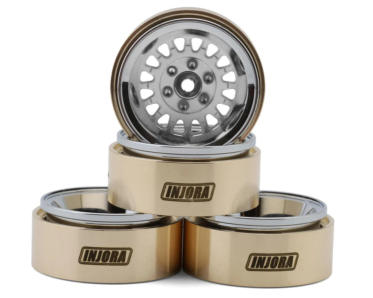 1.3" ModuWheel Brass & Aluminum Micro Crawler Beadlock Wheels (Silver) (4) (40.5g ea) (-4.05mm Offset)