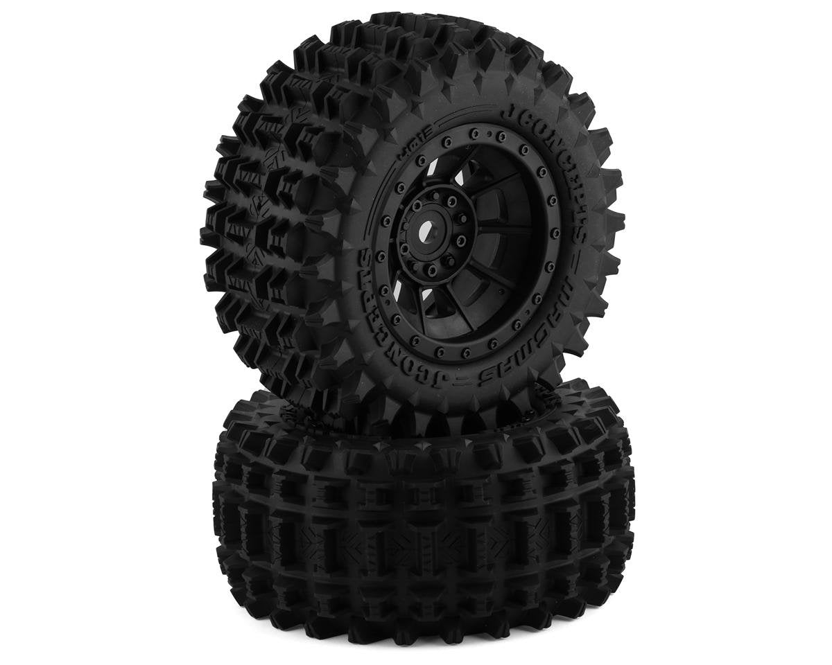 Magma Pre-Mounted Monster Truck Tires w/Hazard Wheel (Black) (2) (Platinum)