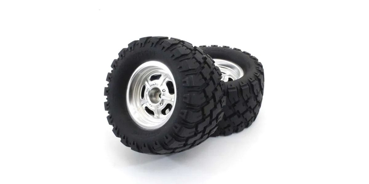 Glued Tire and Wheel, Satin Chrome, Mad Wagon VE (x2)