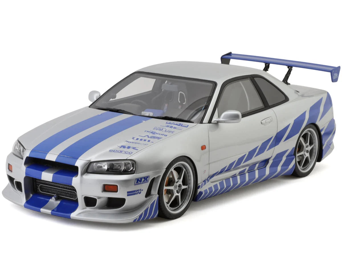 1/12 Scale Nissan Skyline R34 GT-R "Fast & Furious" Pre-Assembled Resin Model (Silver)