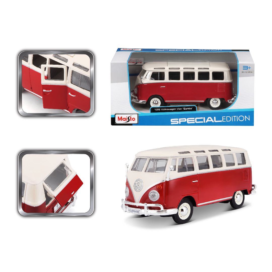 Maisto 1/25 Special Edition Volkswagen Van "Samba" (White/Red)