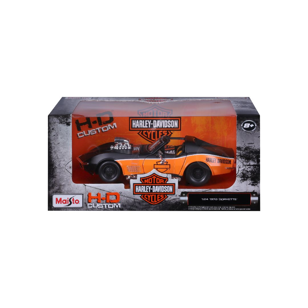 Maisto 1/25 Harley Davidson Custom 1970 Chevy Corvette (Black/Orange)