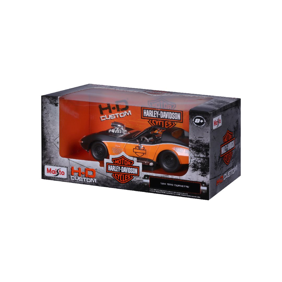 Maisto 1/25 Harley Davidson Custom 1970 Chevy Corvette (Black/Orange)