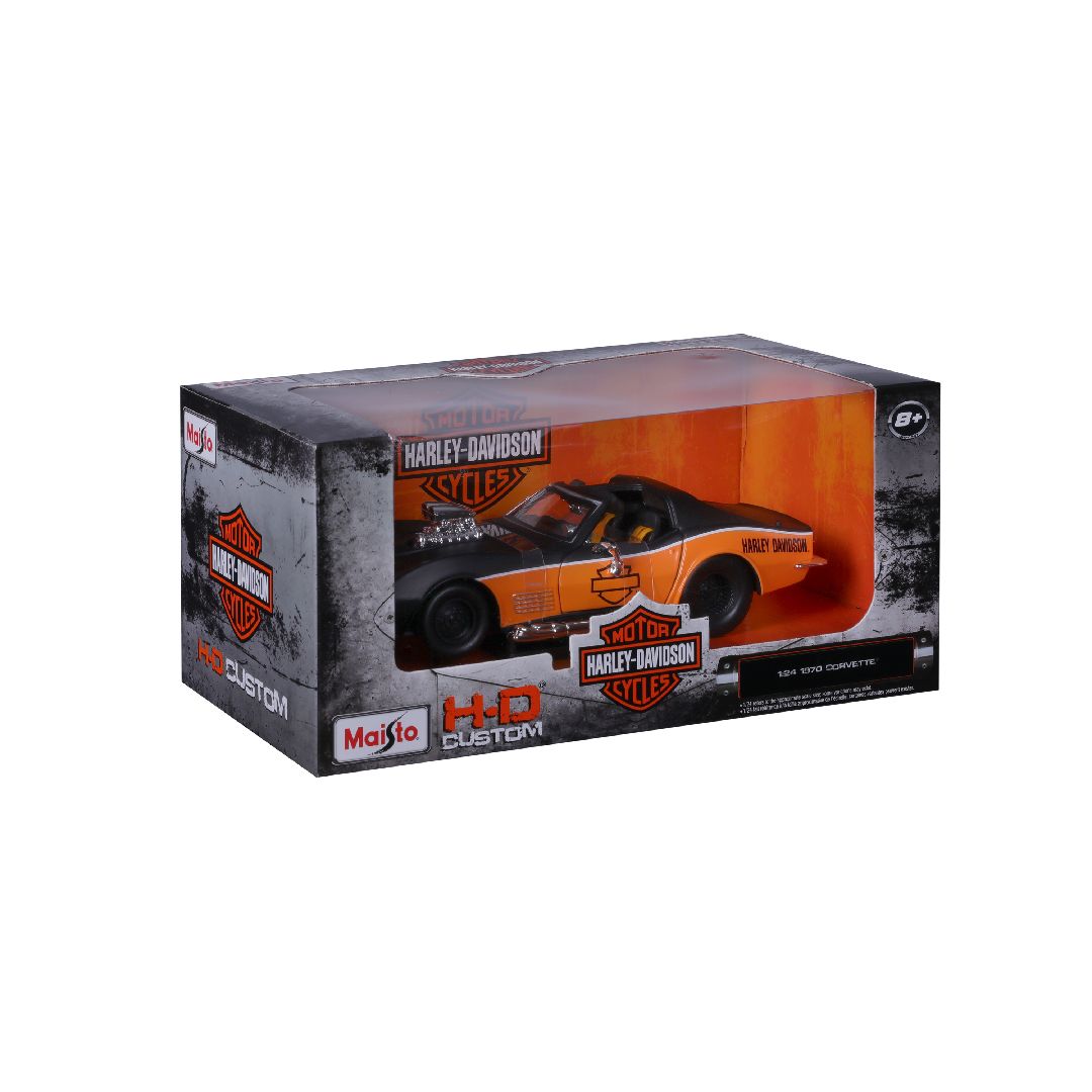Maisto 1/25 Harley Davidson Custom 1970 Chevy Corvette (Black/Orange)