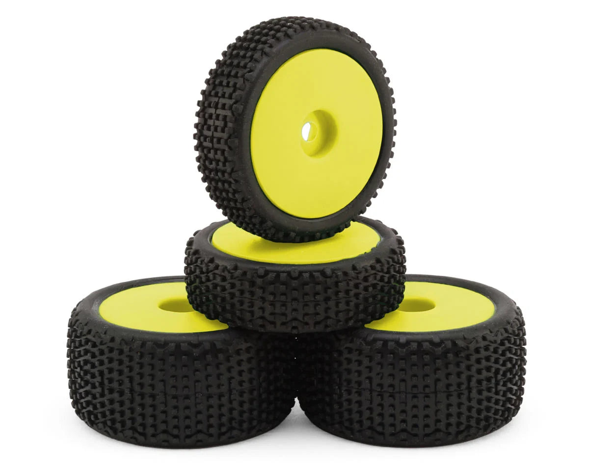 Microbe Sideline Front & Rear Pre-Mounted Buggy Tires Set (Yellow)