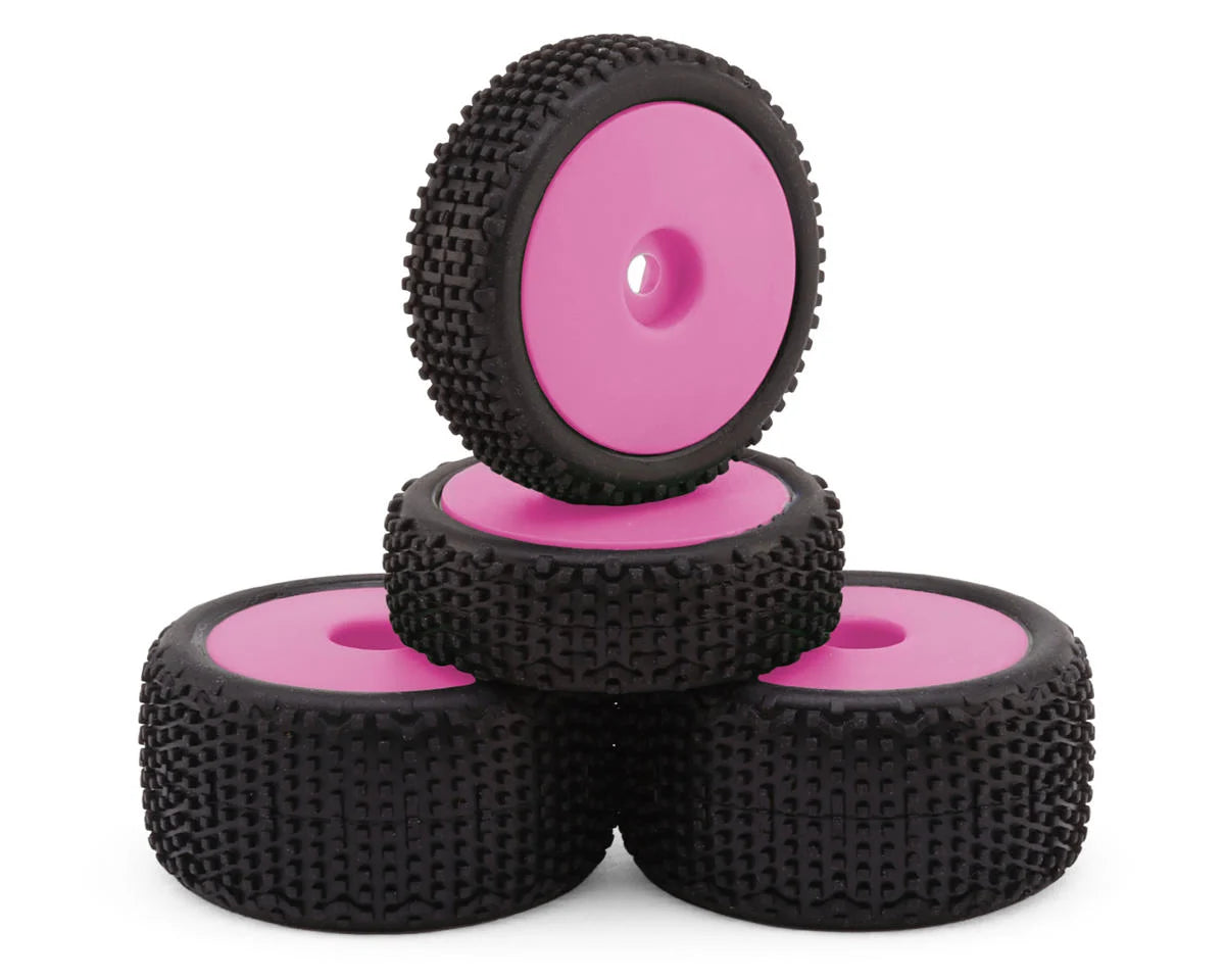 Microbe Sideline Front & Rear Pre-Mounted Buggy Tires Set (Pink)