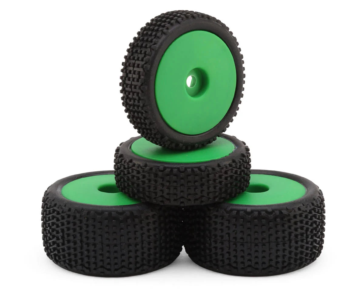 Microbe Sideline Front & Rear Pre-Mounted Buggy Tires Set (Green)