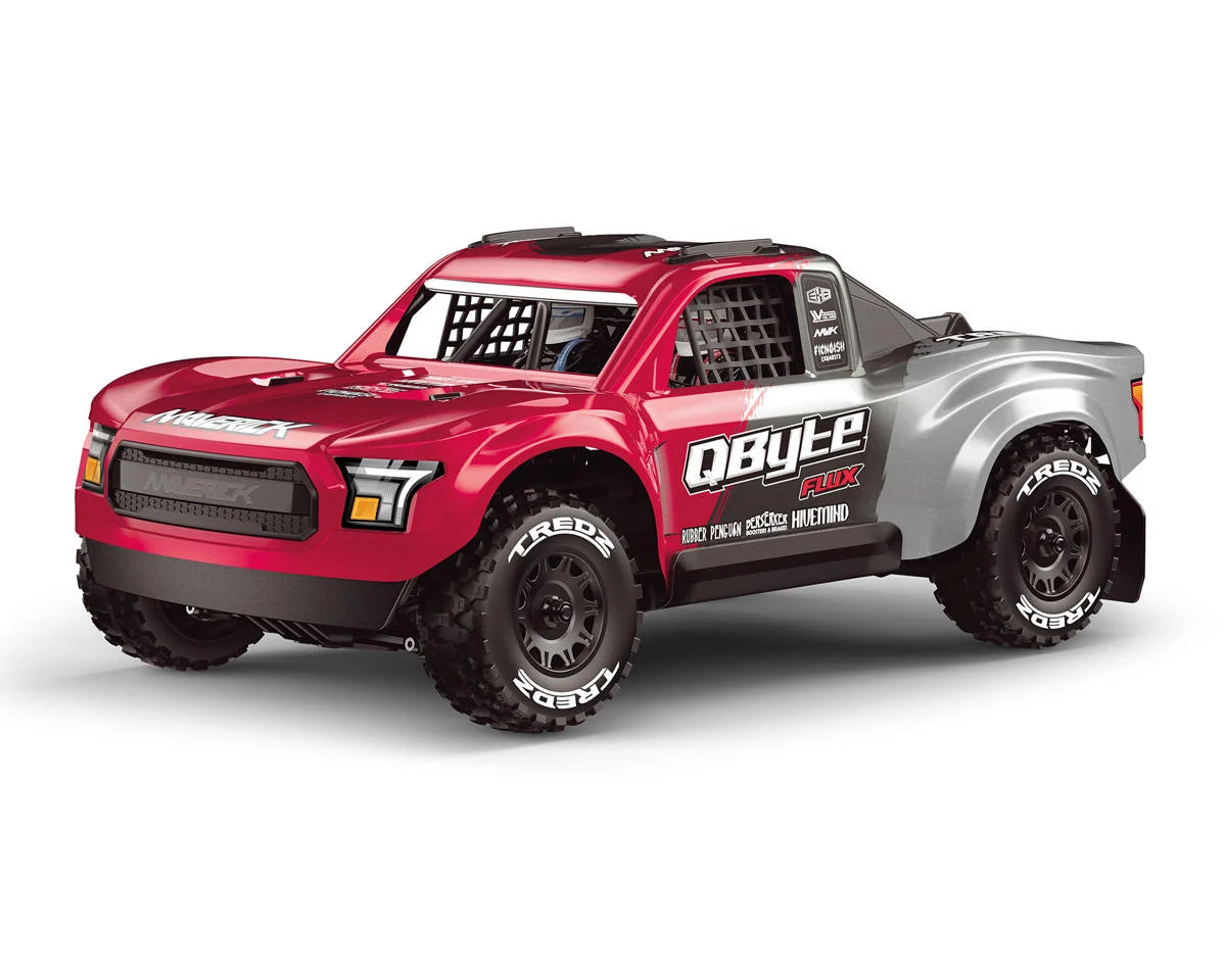 QByte SC Flux 1/12 Brushless RTR 4WD Electric Short Course Truck (Red) w/2.4GHz Radio, Battery & Charger