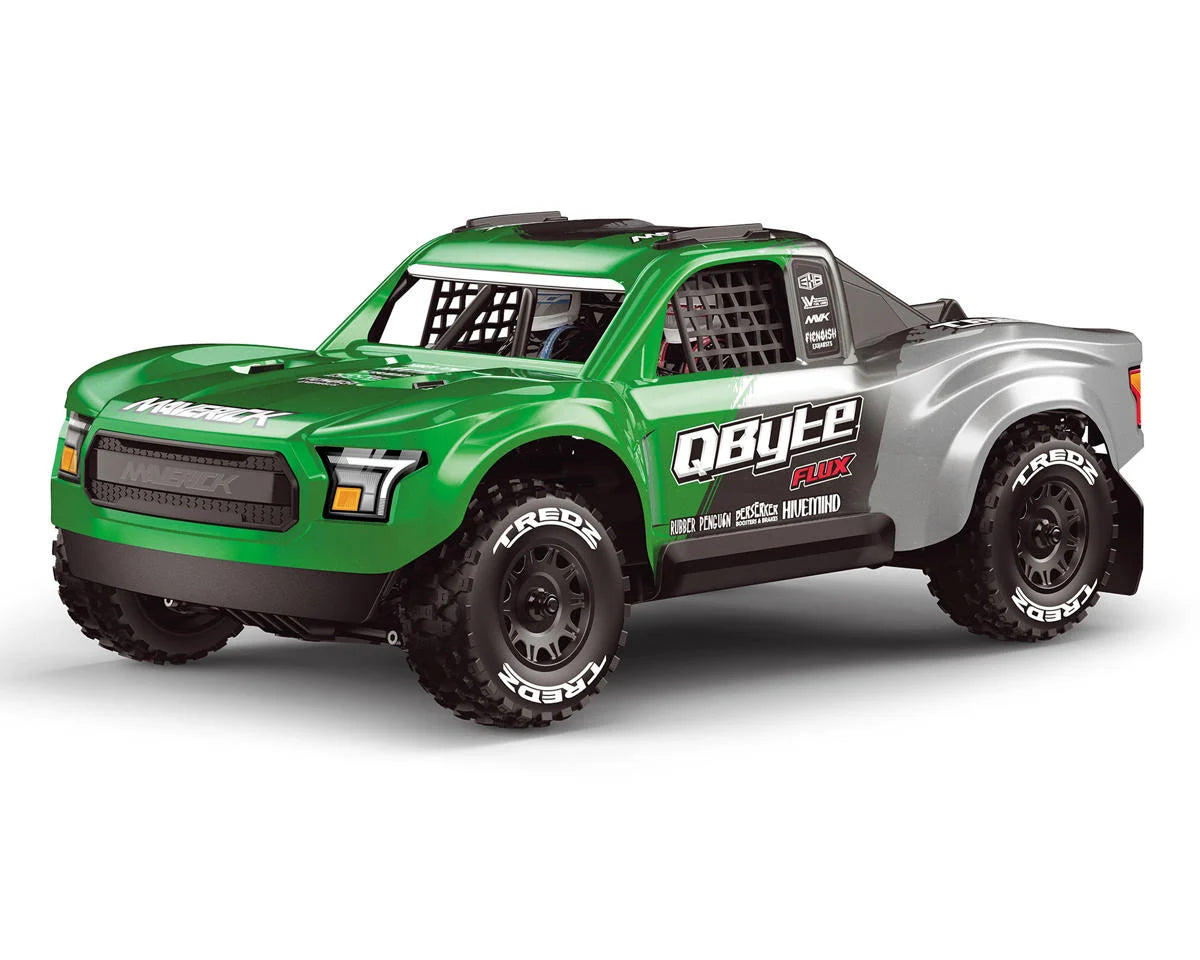 QByte SC Flux 1/12 Brushless RTR 4WD Electric Short Course Truck (Green) w/2.4GHz Radio, Battery & Charger