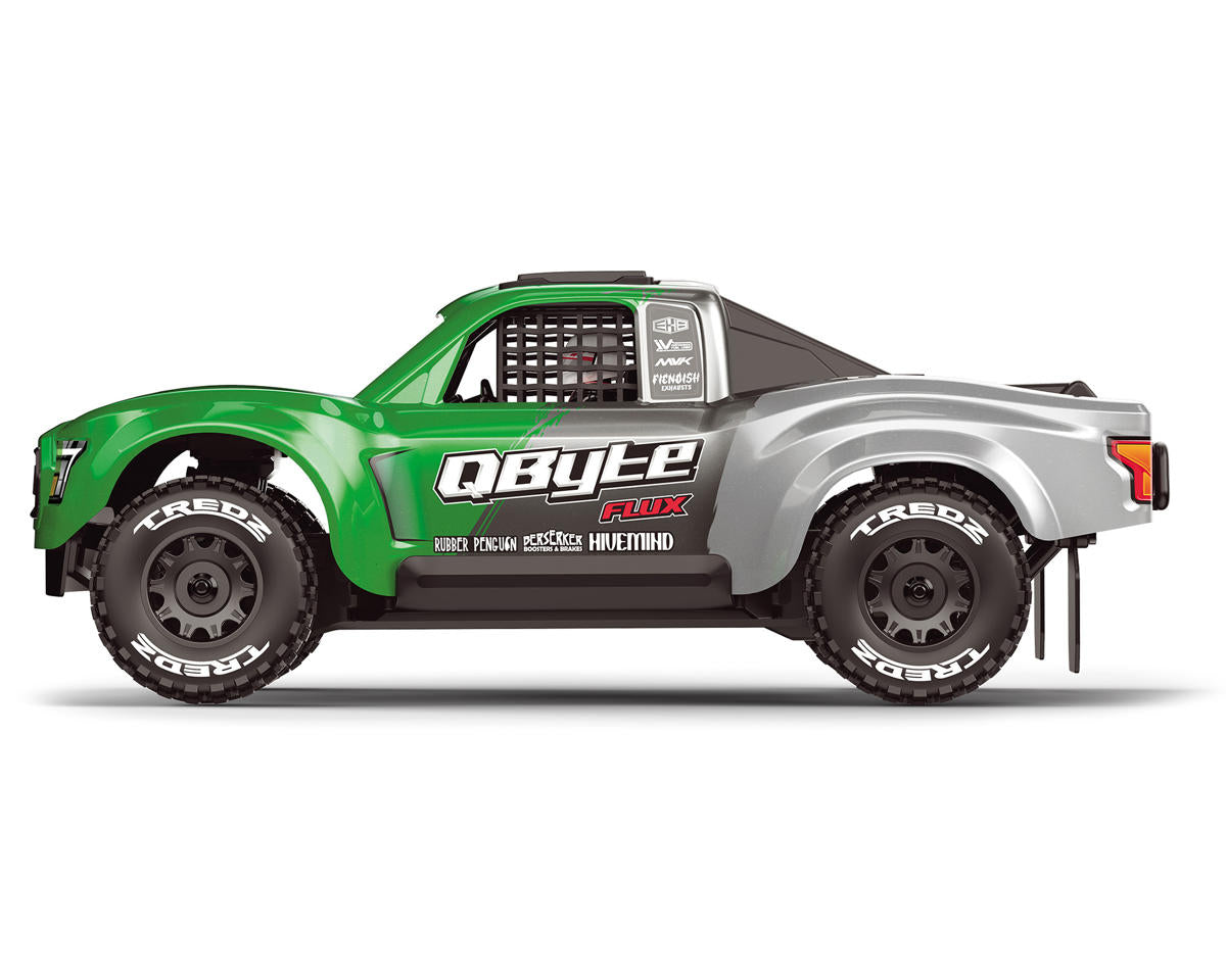 QByte SC Flux 1/12 Brushless RTR 4WD Electric Short Course Truck (Green) w/2.4GHz Radio, Battery & Charger