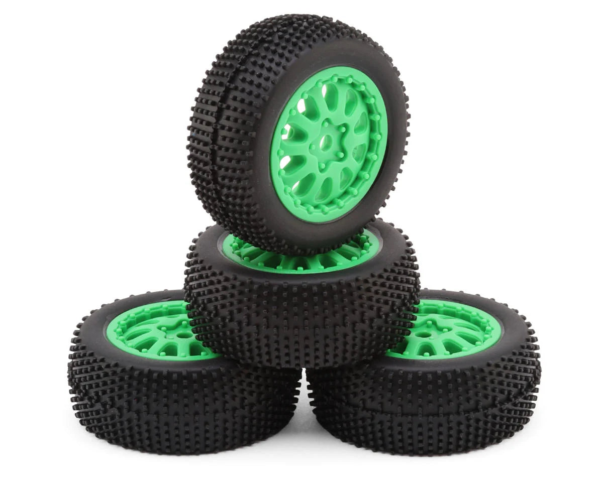 Microbe SC Sidepin Pre-Mounted Short Course Tires Set (Green)