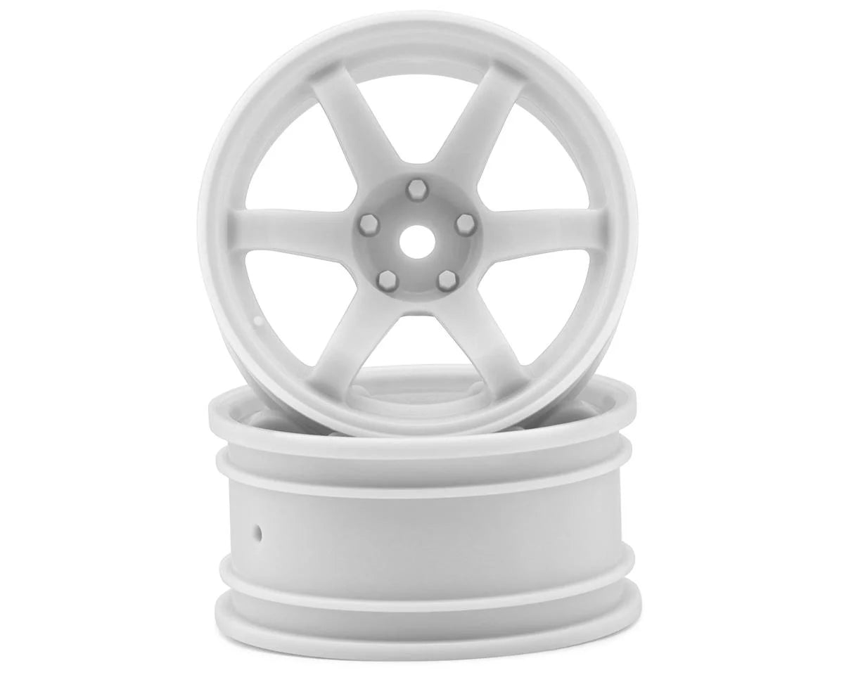 TE37 1/10 High Traction Drift Wheels (White) (2) (5mm Offset) w/Mounting Foam