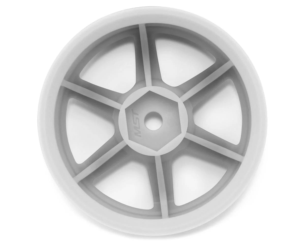 TE37 1/10 High Traction Drift Wheels (White) (2) (5mm Offset) w/Mounting Foam