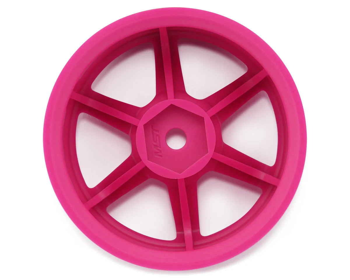 TE37 1/10 High Traction Drift Wheels (Hot Pink) (2) (7mm Offset) w/Mounting Foam