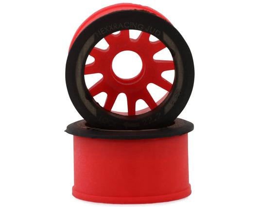 Mini-Z RWD "JUD" EVO Rear Threaded Side-Wall Carbon Fiber Rims (0mm Offset) (Red) (2)