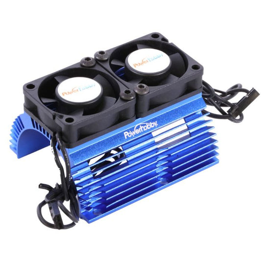 Heat Sink w/ Twin Tornado High Speed Fans, for 1/8 Motors, Blue