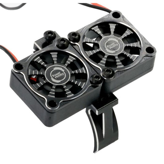 1/8 Aluminum Heatsink w/ 30mm Twin Turbo High Speed Cooling Fans, Black