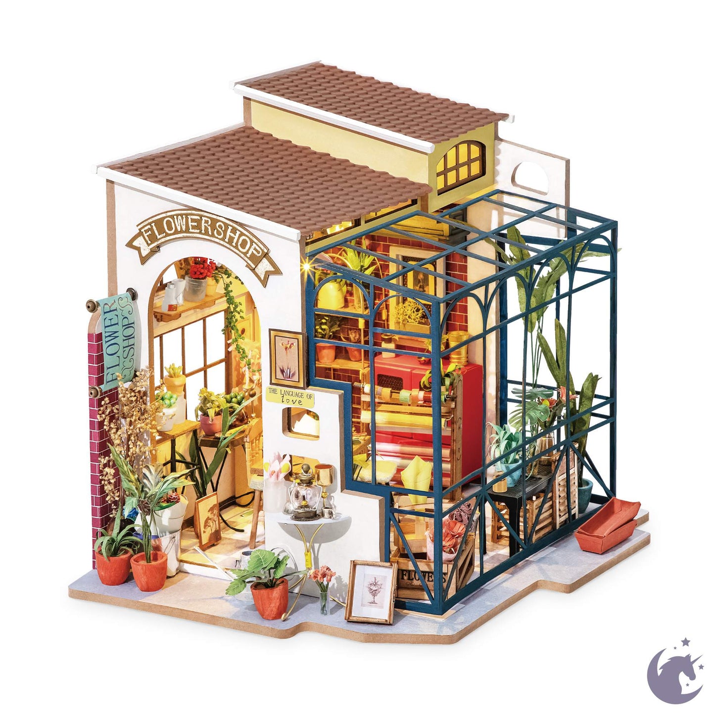 Emily's Flower Shop | Robotime DG145 DIY 1:24 Dollhouse Miniatures Kit
