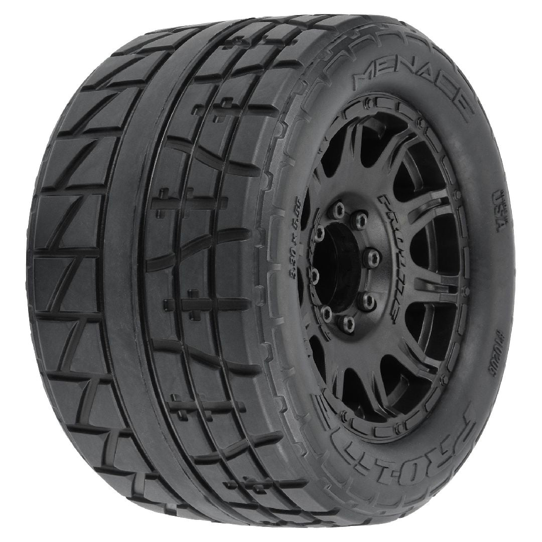 3.8" Menace BELTED Tires on Black Rem Hex Wheels (x2)