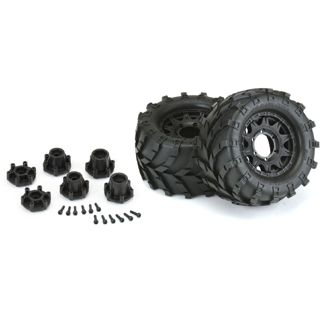 Masher 2.8" Tires on Black Rem Hex Wheels (x2)